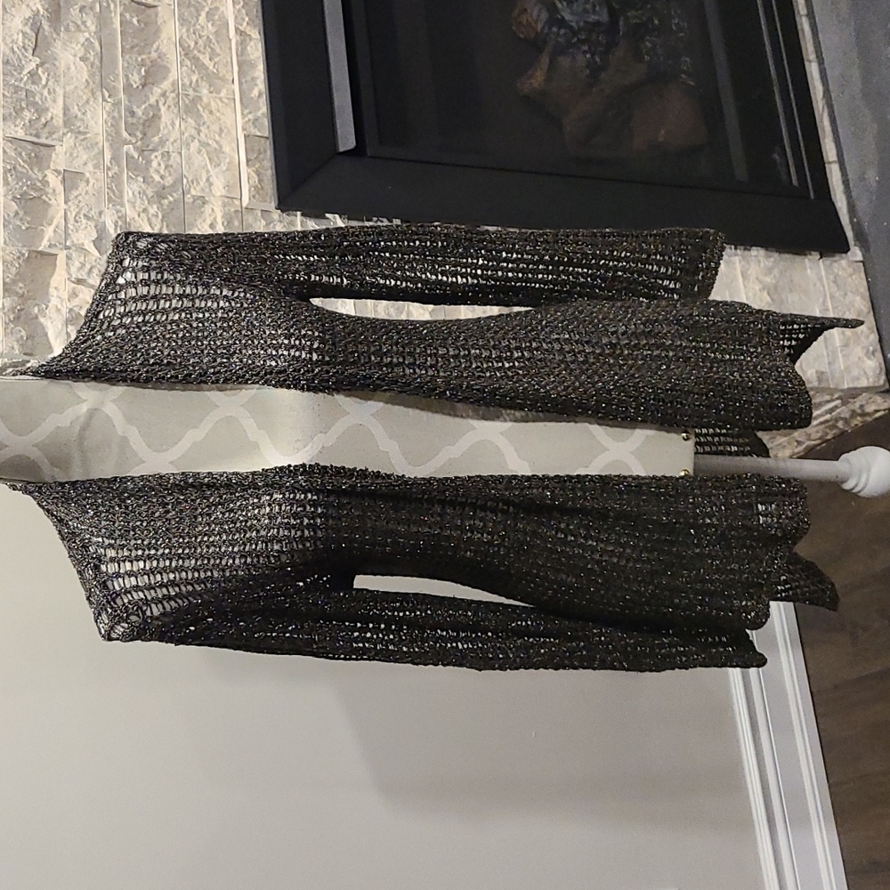 Eileen fisher duster cardigan loose knit metallic